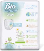 SOHO, Bio-Natural Sleepy Baby Diapers, Made from Organic Cotton and Bamboo Extract, Ultimate Comfort and Dryness, Wetness Indicator, Perfume-Free Inner Surface, (6 XL 15-27 Kg, Count-16Pcs)
